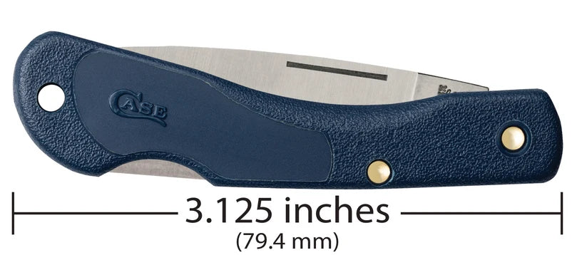 Closed Case Mini Blackhorn blue-handle pocket knife shown with measurements