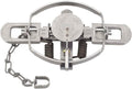 Duke #3 CS trap, model 0500, shown open with round jaws, twin springs, and an attached chain.