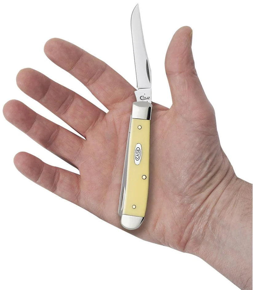 Case Mini Trapper 00029 with carbon steel Clip and Spey blades open