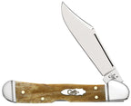Case Smooth Antique Bone Mini CopperLock pocket knife with locking Clip blade open