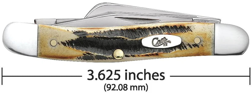 Case 6.5 BoneStag Medium Stockman knife showing 3.625-inch closed length