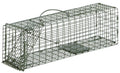 Galvanized wire cage trap with carrying handle.