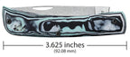 Case XR Sod Buster Jr. Seafoam Green Burl G-10 knife showing 3.625-inch closed length