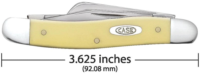 Yellow synthetic handle detail on Case Medium Stockman 00035