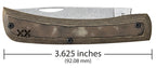 Case XR Sod Buster Jr. Luna Richlite knife showing 3.625-inch closed length
