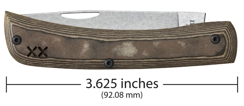 Case XR Sod Buster Jr. Luna Richlite knife showing 3.625-inch closed length