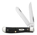 Case Jigged Buffalo Horn Mini Trapper knife with Clip and Spey blades partially open