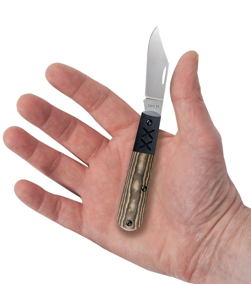 Open Case XR Barlow knife resting in a hand for size comparison