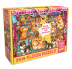 Shiba's Candy Store floor puzzle box showing the actual piece size and puppy candy shop artwork