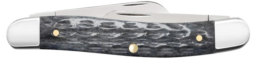 Case Gray Bone Medium Stockman pocket knife closed, showing the Crandall jig gray bone handle with Case oval script shield