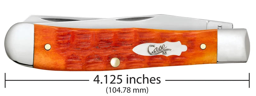 Closed Case Tequila Sunrise Bone Trapper showing 4.125-inch length