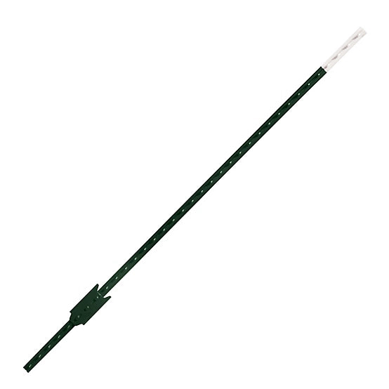 Green studded T-post with white tip and anchor plate.