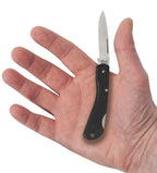 Case Mini Blackhorn knife held in a hand with Drop Point blade open
