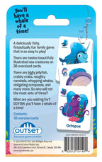 Back of Go Fish card game box with sea creature cards and game details