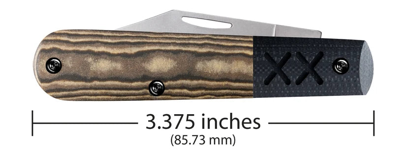 Closed Case XR Barlow knife showing 3.375-inch handle length