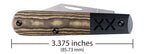 Closed Case XR Barlow knife showing 3.375-inch handle length