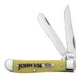 Case Religious Sayings Mini Trapper with yellow “John 3:16” handle and two open blades