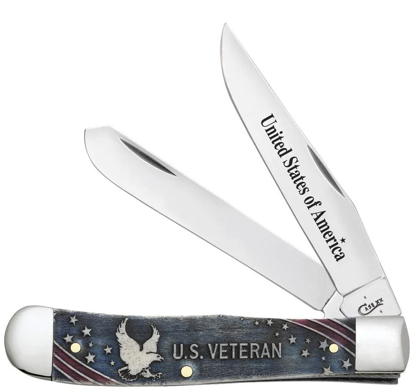 Case U.S. Veteran Natural Bone Trapper knife with Clip and Spey blades open