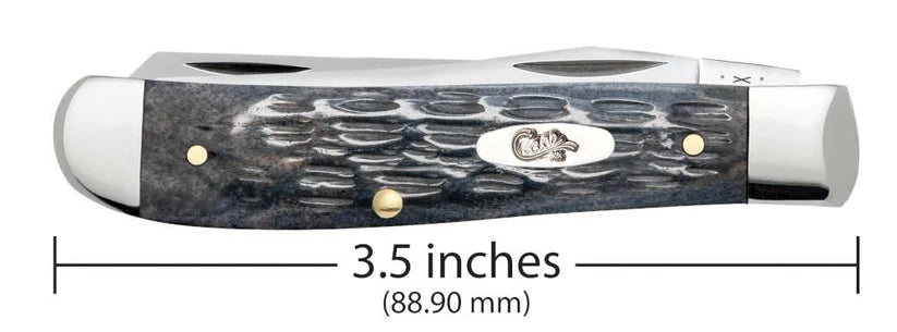 Case Gray Bone Mini Trapper pocket knife closed, with its length shown as 3.5 inches 