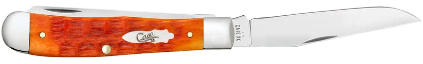 Case Tequila Sunrise Bone Trapper with clip blade open, shown from the side
