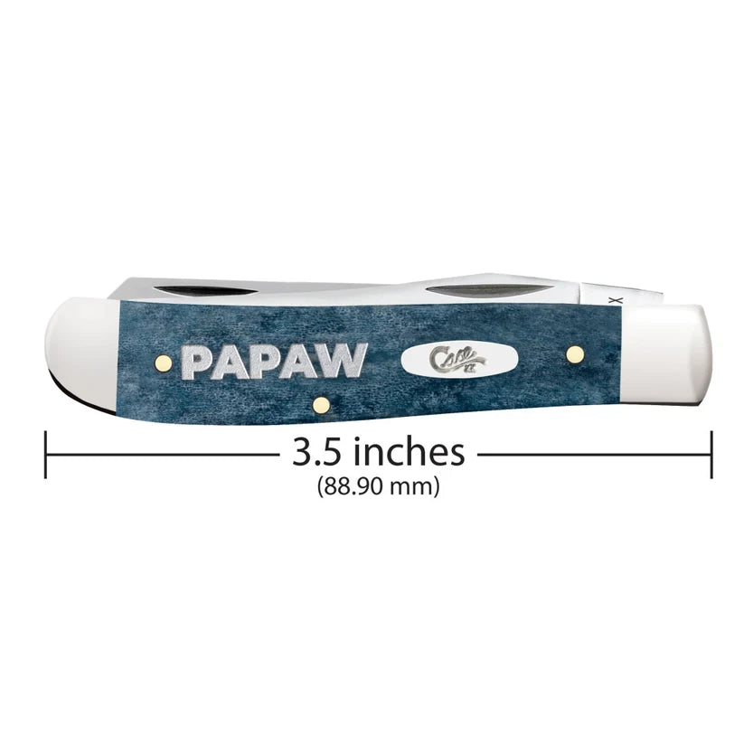Case Best Papaw Ever Mini Trapper pocket knife with Papaw engraving and measurements