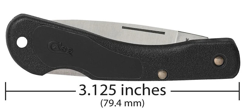 Case Mini Blackhorn black synthetic knife showing 3.125-inch closed length