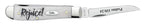 Case Rejoice Mini Trapper pocket knife, side view with one blade open and the Rejoice! script on the natural bone handle