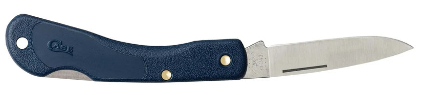 Case Mini Blackhorn pocket knife fully open with blue synthetic handle