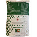 Back of EC+ Enhanced Calcium Nutrient Booster 50 lb. bag showing guaranteed analysis and warning label