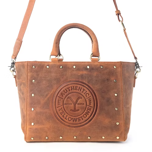 Myra Yellowstone Valley Soul Studded & Embossed Leather Tote Bag – Amber