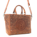 Myra Yellowstone Valley Soul Studded & Embossed Leather Tote Bag – Amber