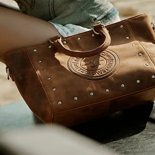 Myra Yellowstone Valley Soul Studded & Embossed Leather Tote Bag – Amber