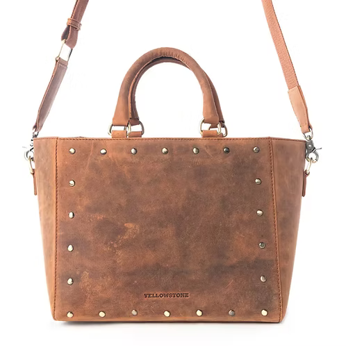 Myra Yellowstone Valley Soul Studded & Embossed Leather Tote Bag – Amber