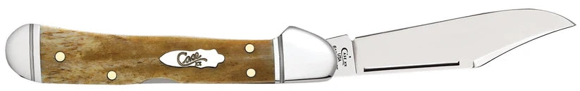 Side view of Case Smooth Antique Bone Mini CopperLock with Clip blade open