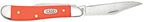 Case Peanut orange synthetic pocket knife with Clip blade fully open