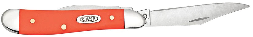 Case Peanut orange synthetic pocket knife with Clip blade fully open