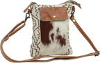 Vuierra Rivet small canvas crossbody bag with hairon hide front pocket