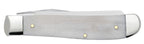 Case Worry Less, Pray More Mini Trapper pocket knife closed, showing the plain smooth natural bone handle