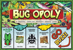 Bug-Opoly board game board featuring insects, Luna moths, grasshoppers, and nature-themed spaces