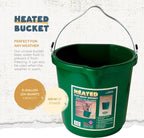 Green 5 Gallon Heated Flat-Back Bucket with wire handle