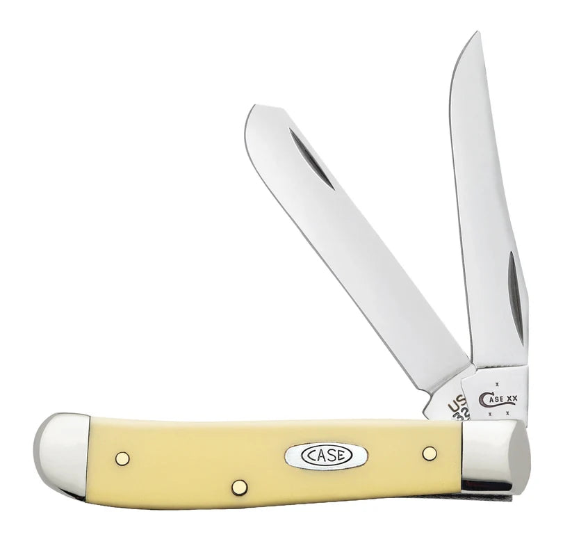 Case Yellow Synthetic Carbon Steel Mini Trapper pocket knife, model 00029