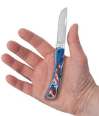 Case XR Sod Buster Jr. Red White Blue G-10 knife held in a hand with blade open