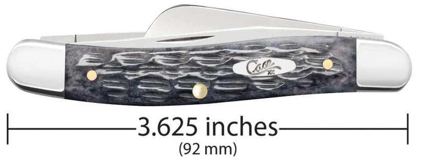 Case Gray Bone Medium Stockman pocket knife closed, with its length shown as 3.625 inches 