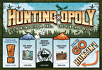 Hunting-Opoly new design board game board featuring hunting locations, cabins, lodges, and outdoor adventure