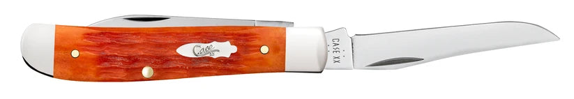 Case Tequila Sunrise Bone Mini Trapper with Wharncliffe blade open, shown from the side