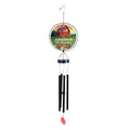  American Barn wind chime with red barn and American flag glass artwork, black metal chimes, and a red wind catcher