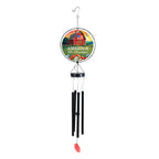  American Barn wind chime with red barn and American flag glass artwork, black metal chimes, and a red wind catcher