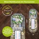 Close-up and full view of Crated Mason Jars thermometer with floral artwork and a black-and-white checked border.