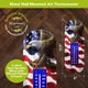 Product detail graphic: “Freedom Eagle metal thermometer shown with a close-up of its eagle and American flag artwork.”