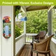 “American Barn thermometer mounted beside a screened porch overlooking a garden.”